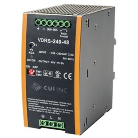CUI INC AC to DC Power Supply, 88 to 264V AC, 48V DC, 240W, 5A, DIN Rail VDRS-240-48